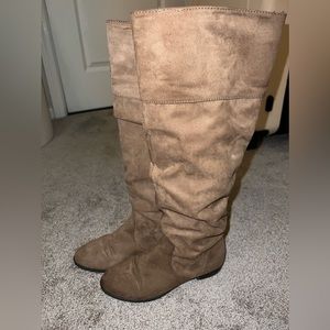 Tan beige knee high boots
